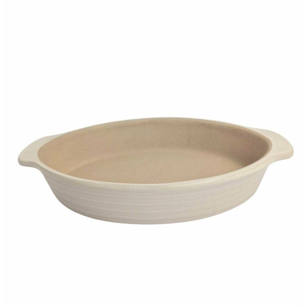 Pampered Chef Cream Vanilla small oval family heritage stoneware pan dish
